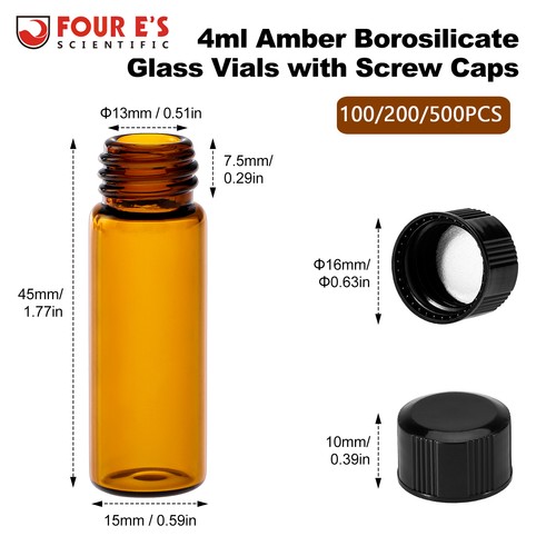 4ml glass vials 100 - glass, 100/200/500pcs
